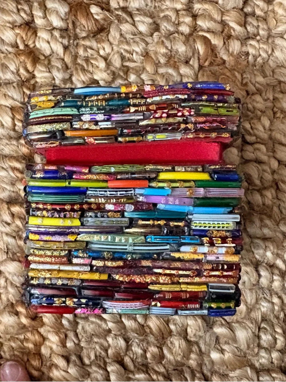 Colorful Handwoven Rectangular Trinket Box - Picture 3 of 8